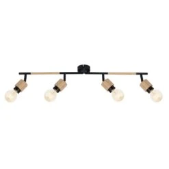 Globo JORNA Strahler Holz Hell, Schwarz, 4-flammig