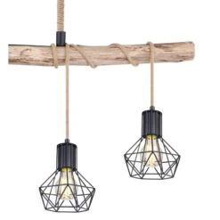 Globo PRISKA Hängeleuchte Braun, Holz Hell, Schwarz, 4-flammig -LEDVANCE Verkäufe globo priska haengeleuchte 54017 4hh 5