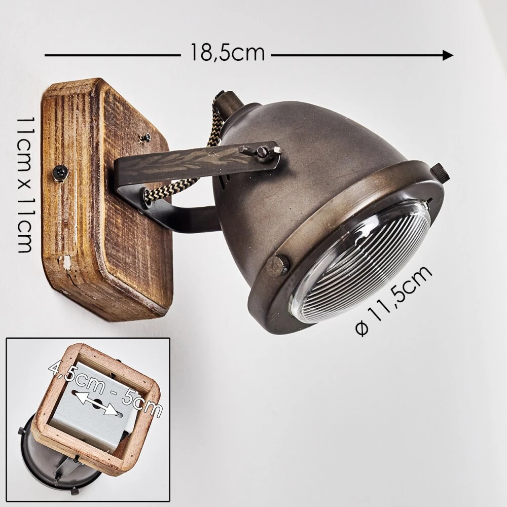 Glostrup Wandleuchte Braun, Edelstahl, 1-flammig 2 Glostrup Wandleuchte Braun, Edelstahl, 1-flammig – Bild 2