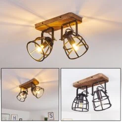 Haervej Deckenleuchte Holz Dunkel, Schwarz, 2-flammig