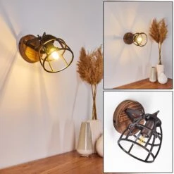 Haervej Wandleuchte Holz Dunkel, Schwarz, 1-flammig