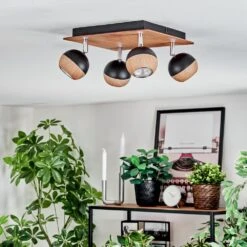 Haldor Deckenleuchte Chrom, Holzoptik, Schwarz, 4-flammig -LEDVANCE Verkäufe haldor deckenleuchte h9030133 4