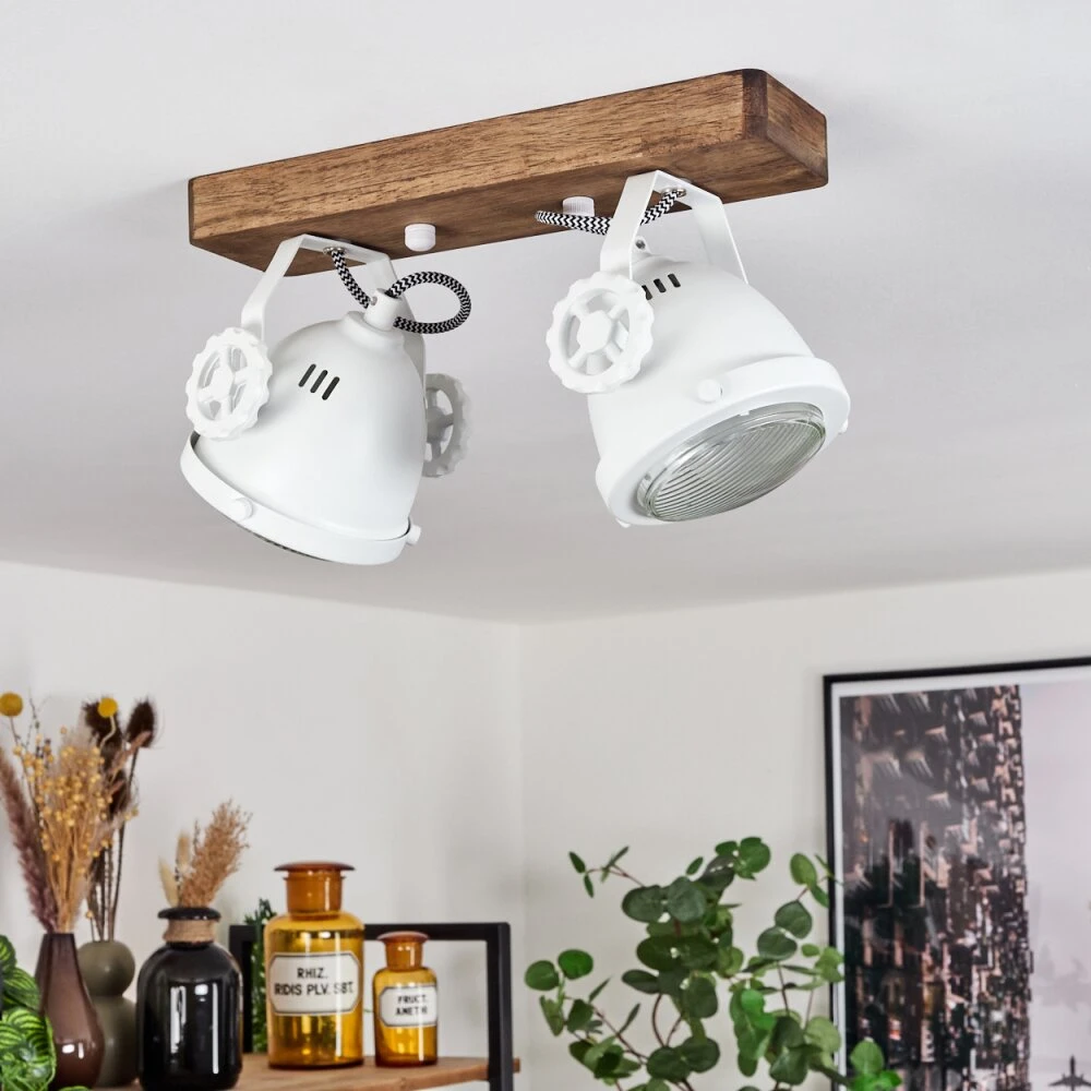 Herford Deckenleuchte Holz Dunkel, 2-flammig 2 Herford Deckenleuchte Holz Dunkel, 2-flammig – Bild 2