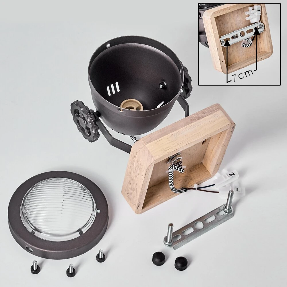 Herford Wandleuchte Braun, Holz Dunkel, Schwarz, 1-flammig 2 Herford Wandleuchte Braun, Holz Dunkel, Schwarz, 1-flammig – Bild 2