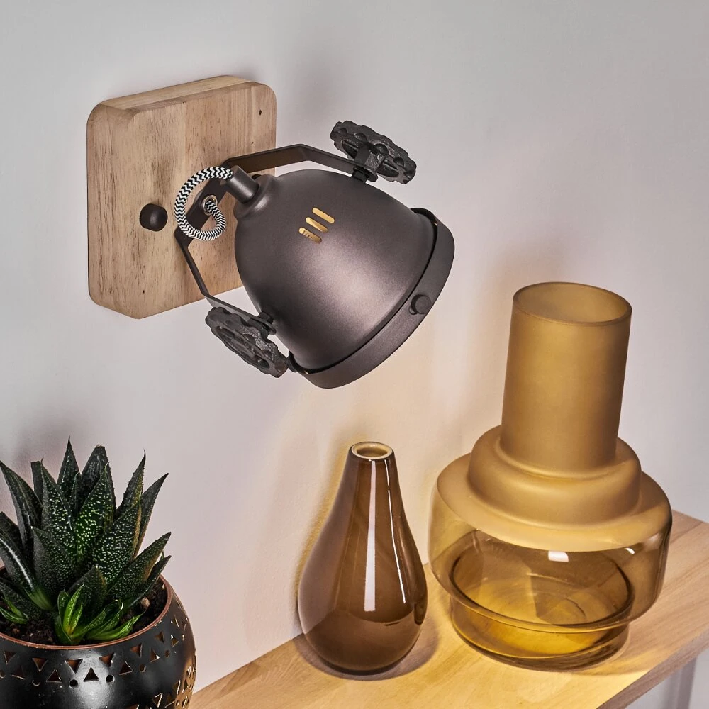 Herford Wandleuchte Braun, Holz Dunkel, Schwarz, 1-flammig 10 Herford Wandleuchte Braun, Holz Dunkel, Schwarz, 1-flammig – Bild 10