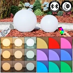 Ilorn Kugelleuchten Set 30 Cm, 39 Cm LED Weiß, 2-flammig, Fernbedienung