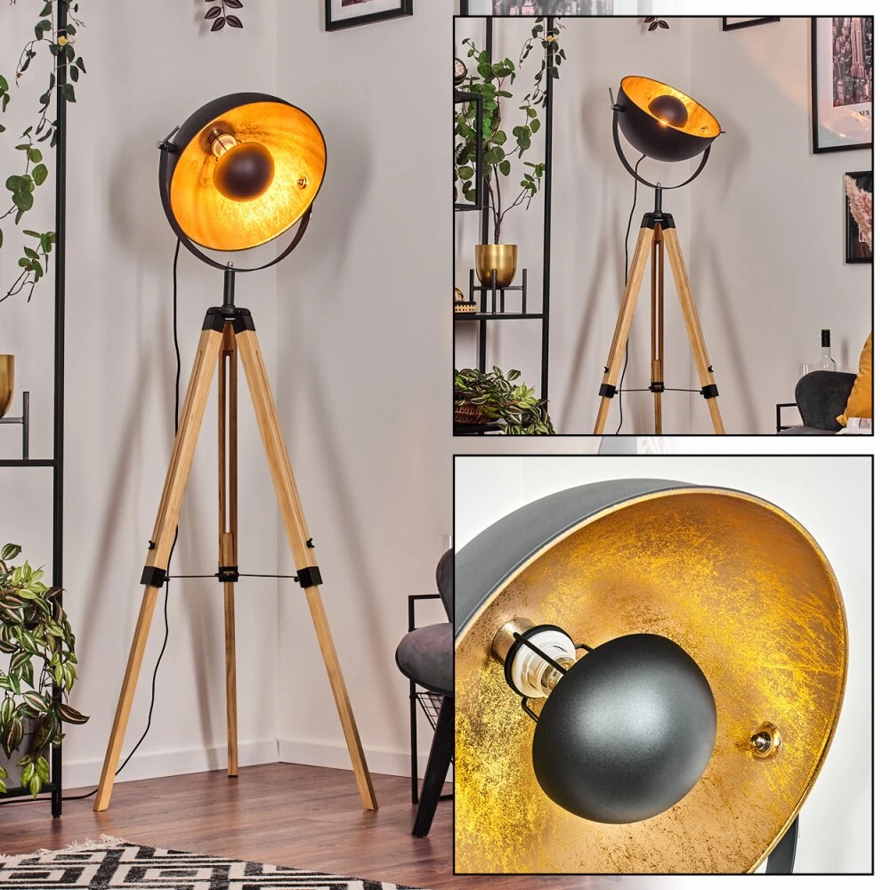 Jupiter Stehleuchte Naturfarben, Schwarz, 1-flammig 1 Jupiter Stehleuchte Naturfarben, Schwarz, 1-flammig