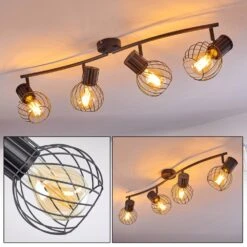 Kenia Deckenleuchte Grau, Schwarz, 4-flammig