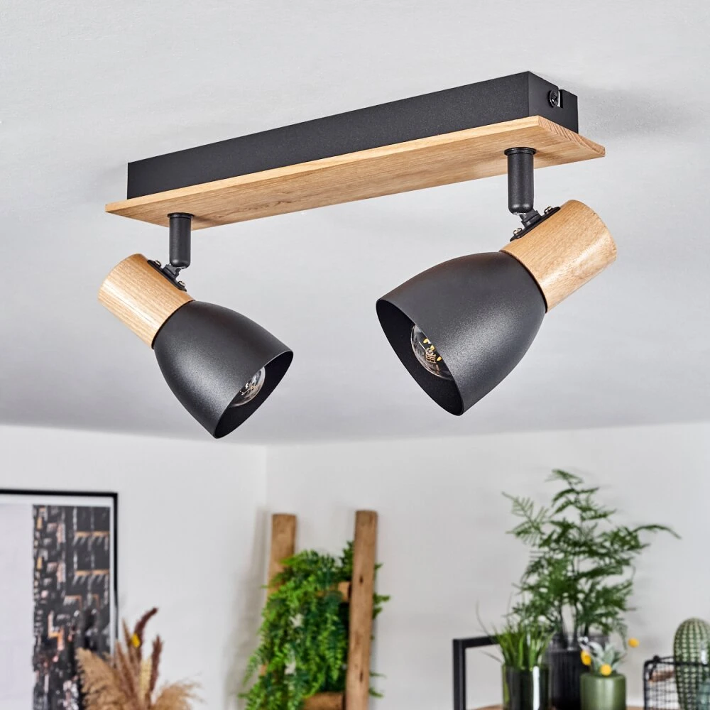 Kouek Deckenleuchte Naturfarben, Schwarz, 2-flammig 2 Kouek Deckenleuchte Naturfarben, Schwarz, 2-flammig – Bild 2