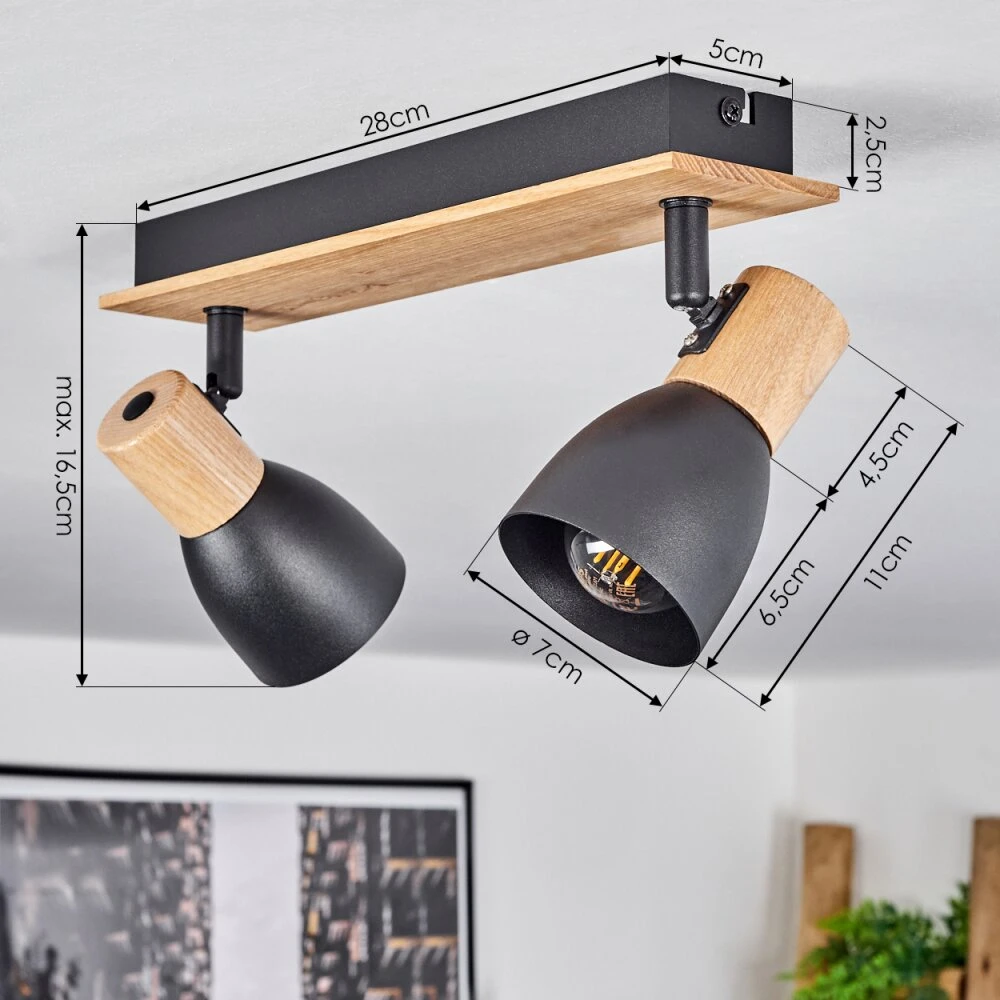 Kouek Deckenleuchte Naturfarben, Schwarz, 2-flammig 4 Kouek Deckenleuchte Naturfarben, Schwarz, 2-flammig – Bild 4