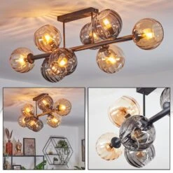 Koyoto Deckenleuchte Glas 15 Cm Bernsteinfarben, Rauchfarben, 8-flammig