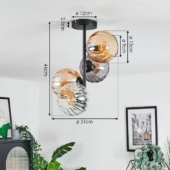 Koyoto Deckenleuchte Glas 15 Cm Bernsteinfarben, Klar, Rauchfarben, 4-flammig -LEDVANCE Verkäufe koyoto deckenleuchte glas 15 cm h9022152 3