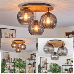 Koyoto Deckenleuchte Glas 20 Cm Naturfarben, Schwarz, 3-flammig