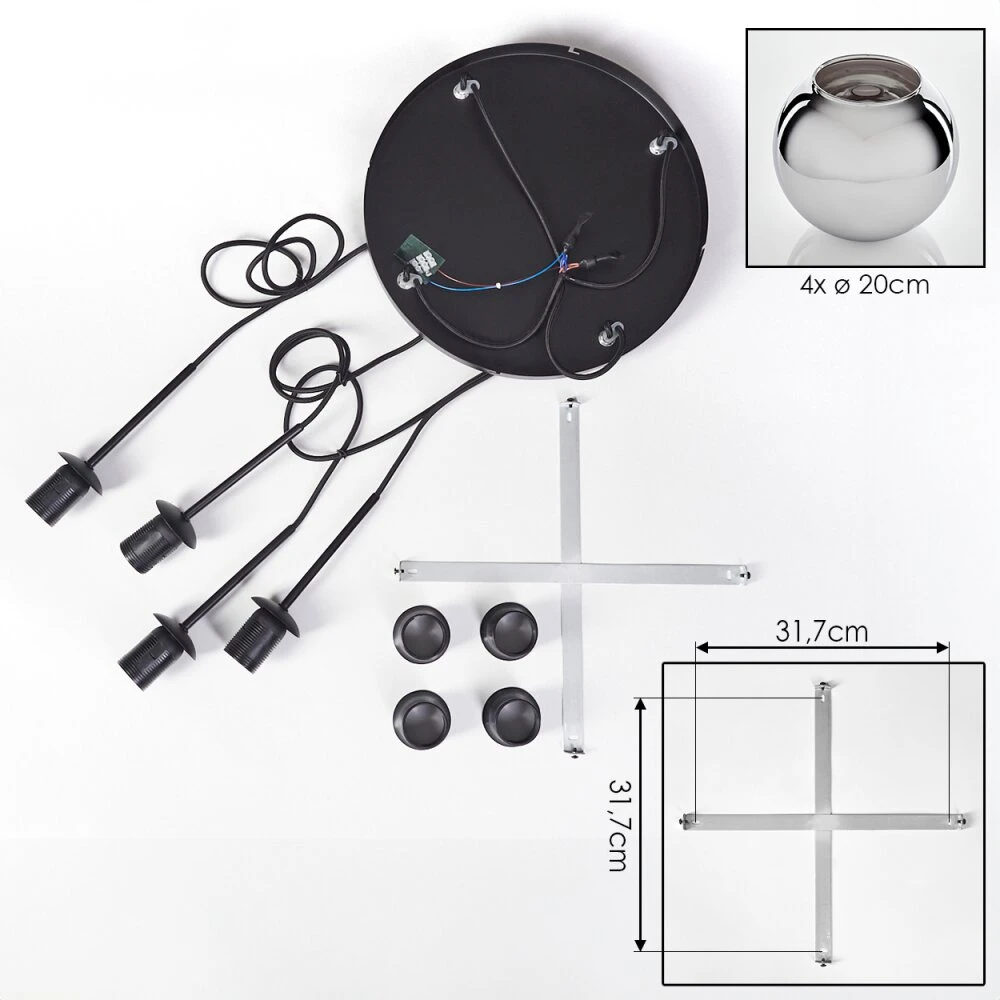Koyoto Hängeleuchte 20 Cm Chrom, Rauchfarben, 4-flammig 5 Koyoto Hängeleuchte 20 Cm Chrom, Rauchfarben, 4-flammig – Bild 5