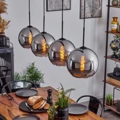 Koyoto Hängeleuchte Glas 25 Cm Chrom, Rauchfarben, 4-flammig