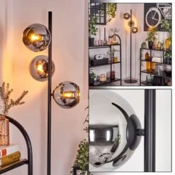 Koyoto Stehleuchte Glas 15 Cm Chrom, Rauchfarben, 3-flammig