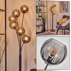 Koyoto Stehleuchte Glas 15 Cm Rauchfarben, 6-flammig