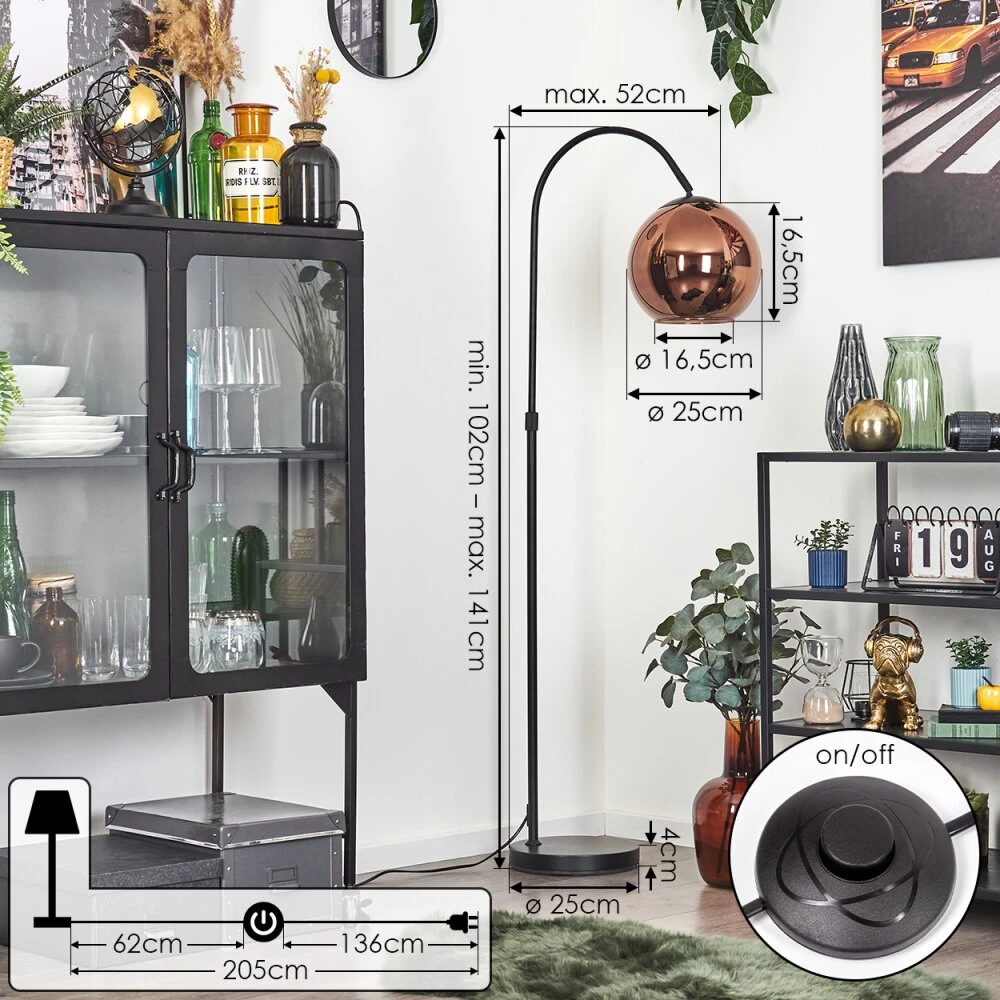 Koyoto Stehleuchte Glas 25 Cm Kupferfarben, 1-flammig 4 Koyoto Stehleuchte Glas 25 Cm Kupferfarben, 1-flammig – Bild 4