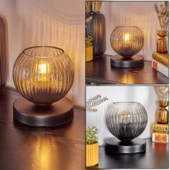 Koyoto Tischleuchte Glas 15 Cm Klar, Rauchfarben, 1-flammig