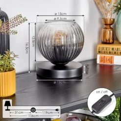 Koyoto Tischleuchte Glas 15 Cm Klar, Rauchfarben, 1-flammig -LEDVANCE Verkäufe koyoto tischleuchte glas 15 cm h3869345 3