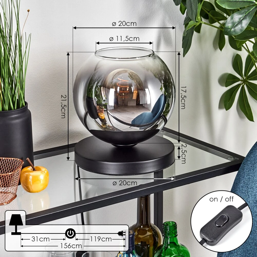 Koyoto Tischleuchte Glas 20cm Chrom, Klar, 1-flammig 4 Koyoto Tischleuchte Glas 20cm Chrom, Klar, 1-flammig – Bild 4