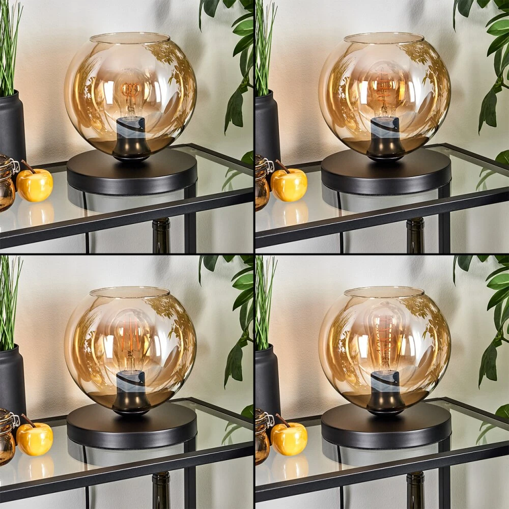 Koyoto Tischleuchte Glas 20cm Bernsteinfarben, 1-flammig 2 Koyoto Tischleuchte Glas 20cm Bernsteinfarben, 1-flammig – Bild 2