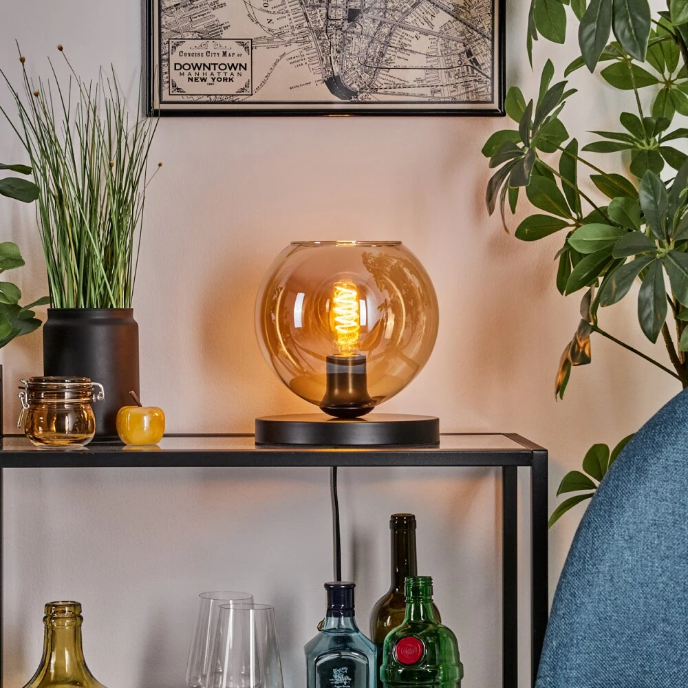 Koyoto Tischleuchte Glas 20cm Bernsteinfarben, 1-flammig 7 Koyoto Tischleuchte Glas 20cm Bernsteinfarben, 1-flammig – Bild 7