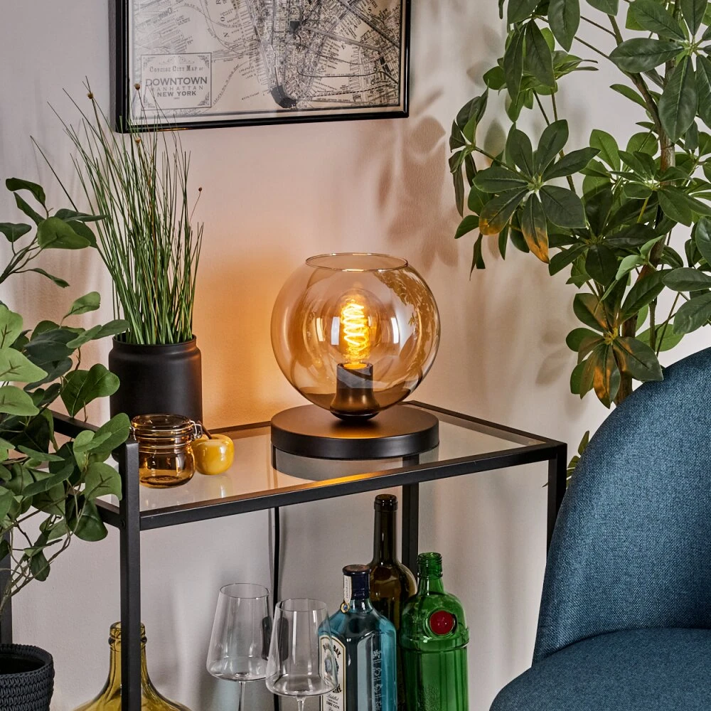 Koyoto Tischleuchte Glas 20cm Bernsteinfarben, 1-flammig 9 Koyoto Tischleuchte Glas 20cm Bernsteinfarben, 1-flammig – Bild 9