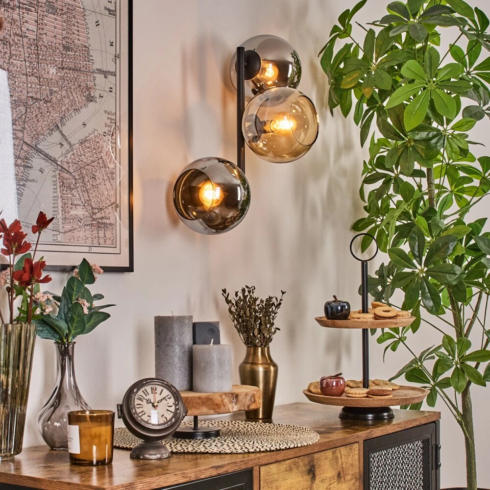 Koyoto Wandleuchte Glas 15 Cm Bernsteinfarben, Chrom, Rauchfarben, 3-flammig 9 Koyoto Wandleuchte Glas 15 Cm Bernsteinfarben, Chrom, Rauchfarben, 3-flammig – Bild 9