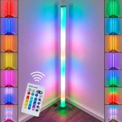 Laugar Stehlampe LED Silber, 1-flammig, Fernbedienung, Farbwechsler