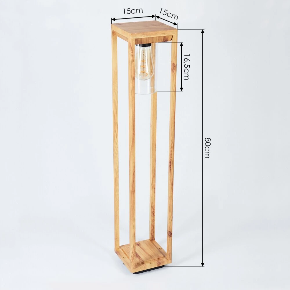 Leset Sockelleuchte Braun, Holzoptik, 1-flammig 4 Leset Sockelleuchte Braun, Holzoptik, 1-flammig – Bild 4