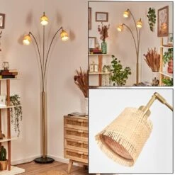 Lindberg Stehleuchte Messing, Schwarz, 3-flammig