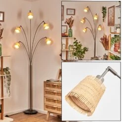 Lindberg Stehleuchte Nickel-Matt, Schwarz, 5-flammig