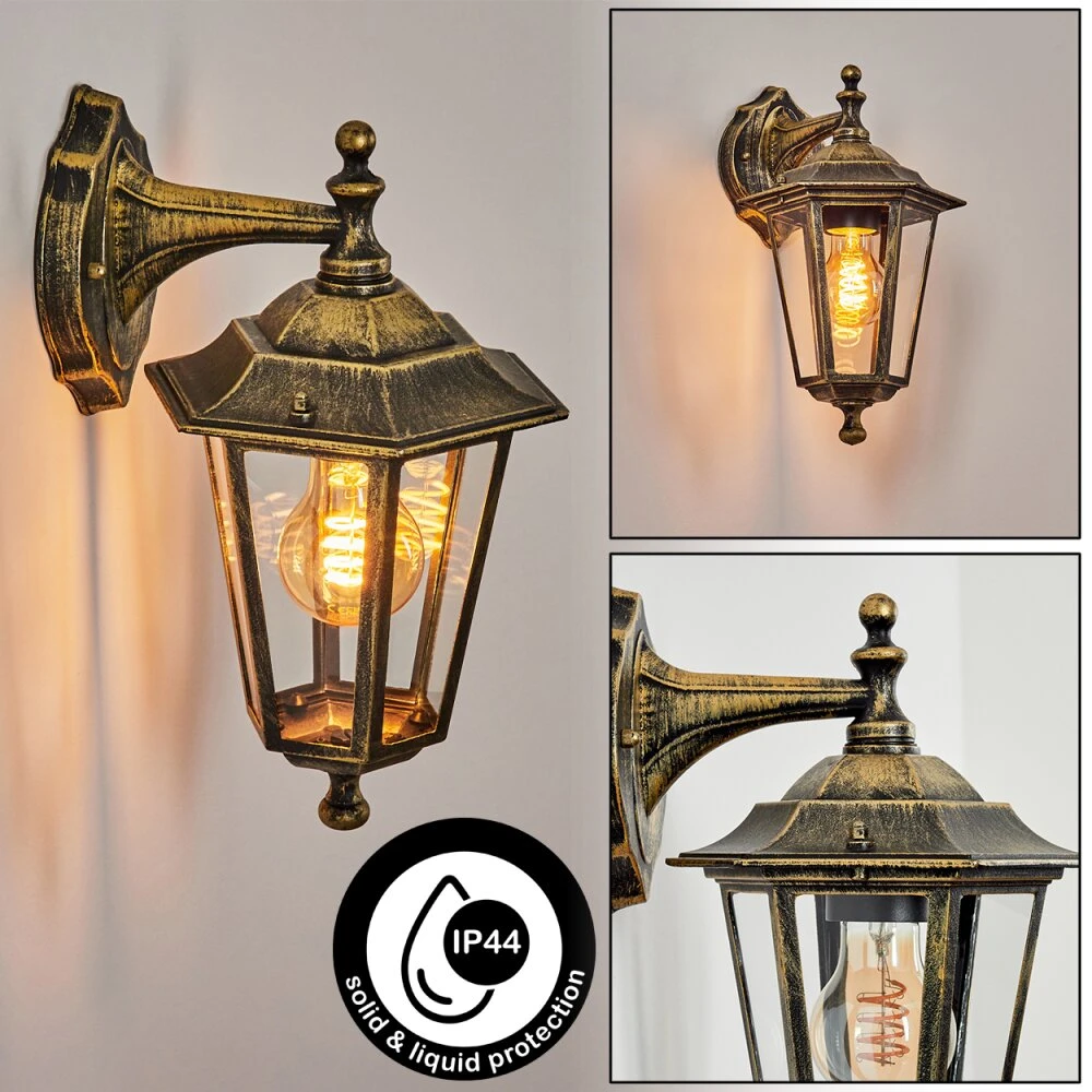 Loria Außenwandleuchte Gold, Schwarz, 1-flammig 1 Loria Außenwandleuchte Gold, Schwarz, 1-flammig