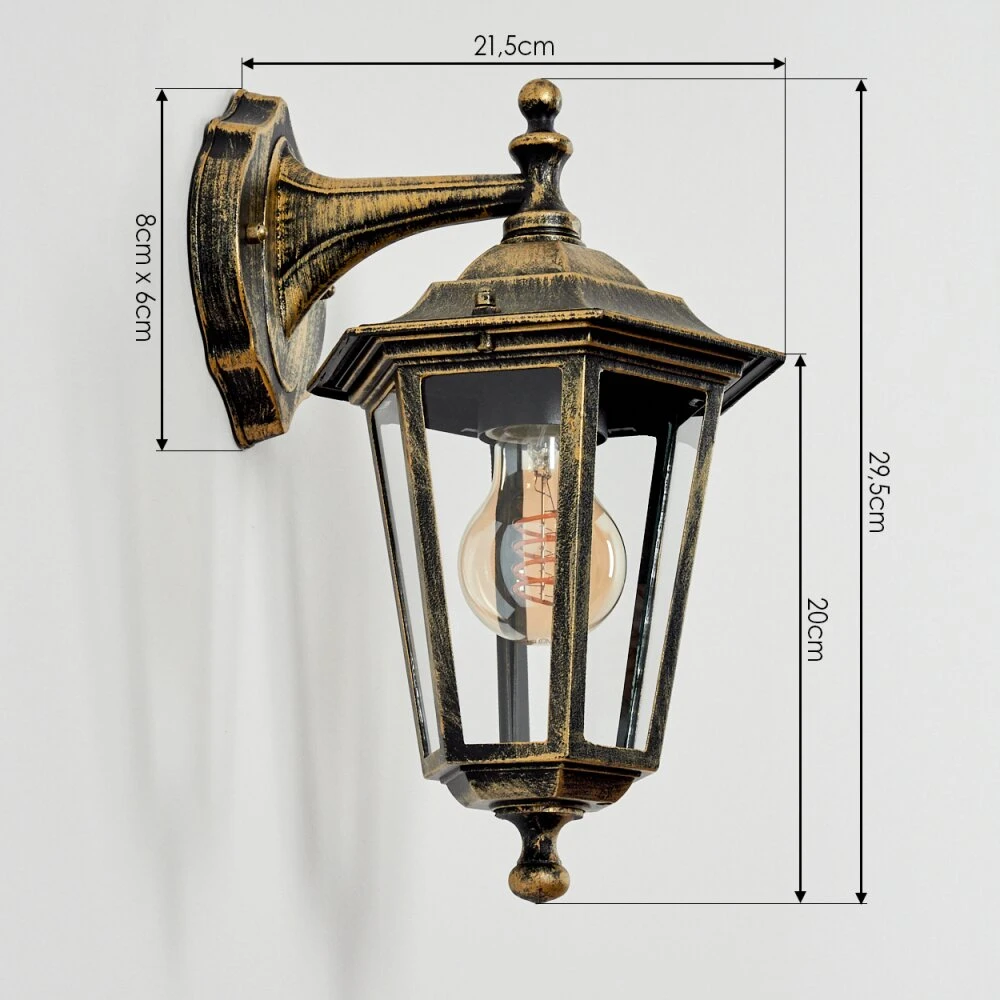 Loria Außenwandleuchte Gold, Schwarz, 1-flammig 4 Loria Außenwandleuchte Gold, Schwarz, 1-flammig – Bild 4