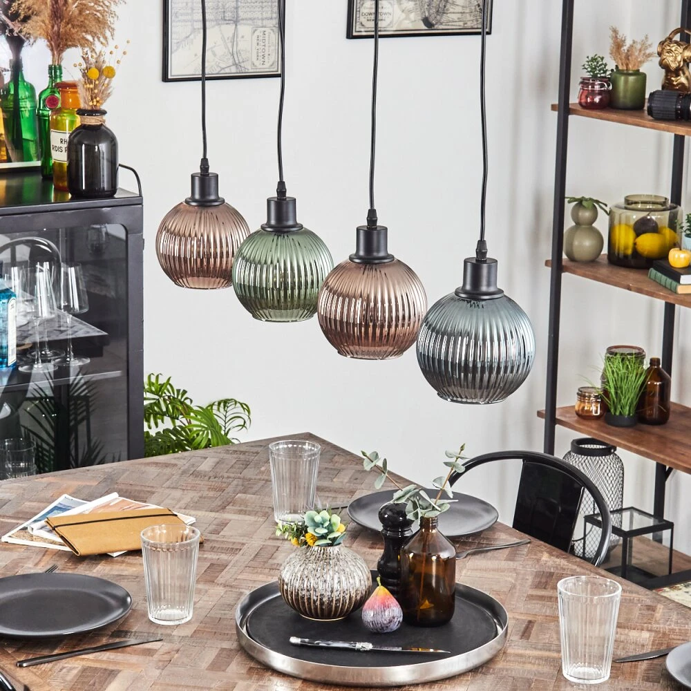 Mo Hängeleuchte Blau, Grün, Kupferfarben, 4-flammig 1 Mo Hängeleuchte Blau, Grün, Kupferfarben, 4-flammig