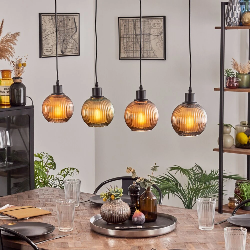 Mo Hängeleuchte Blau, Grün, Kupferfarben, 4-flammig 7 Mo Hängeleuchte Blau, Grün, Kupferfarben, 4-flammig – Bild 7