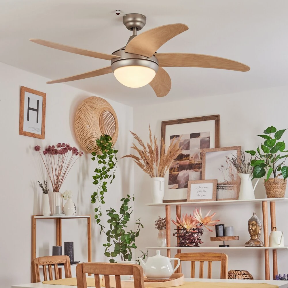 Morino Deckenventilator Naturfarben, Nickel-Matt, 2-flammig, Fernbedienung 11 Morino Deckenventilator Naturfarben, Nickel-Matt, 2-flammig, Fernbedienung – Bild 11