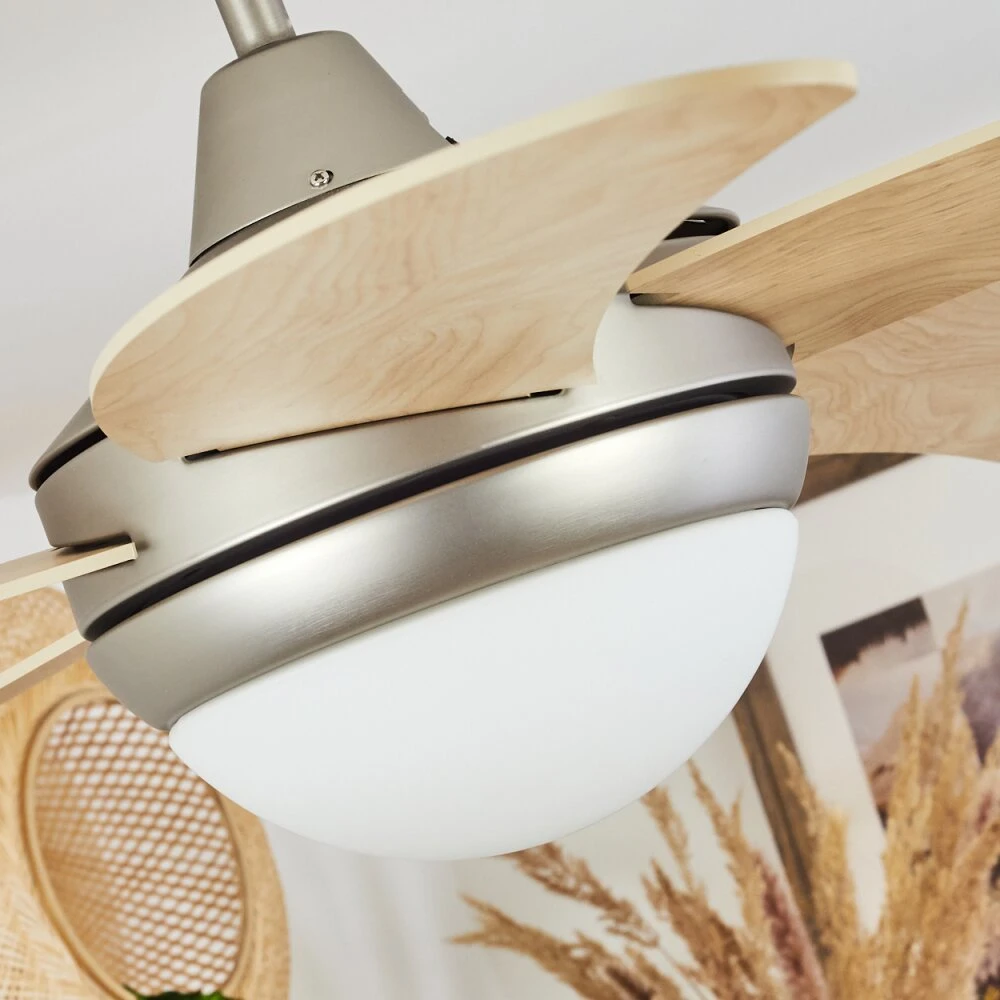 Morino Deckenventilator Naturfarben, Nickel-Matt, 2-flammig, Fernbedienung 3 Morino Deckenventilator Naturfarben, Nickel-Matt, 2-flammig, Fernbedienung – Bild 3