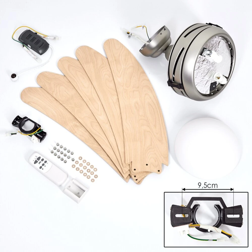 Morino Deckenventilator Naturfarben, Nickel-Matt, 2-flammig, Fernbedienung 5 Morino Deckenventilator Naturfarben, Nickel-Matt, 2-flammig, Fernbedienung – Bild 5