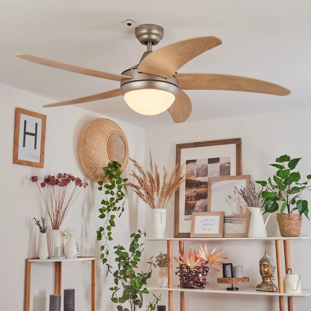 Morino Deckenventilator Naturfarben, Nickel-Matt, 2-flammig, Fernbedienung 7 Morino Deckenventilator Naturfarben, Nickel-Matt, 2-flammig, Fernbedienung – Bild 7