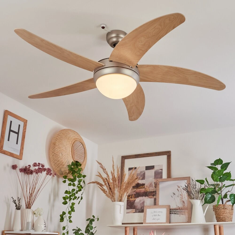 Morino Deckenventilator Naturfarben, Nickel-Matt, 2-flammig, Fernbedienung 9 Morino Deckenventilator Naturfarben, Nickel-Matt, 2-flammig, Fernbedienung – Bild 9