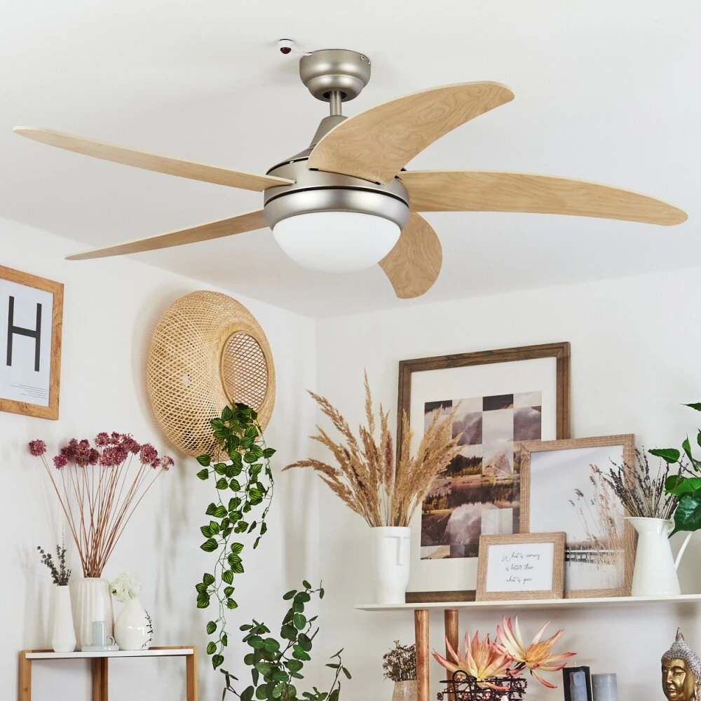 Morino Deckenventilator Naturfarben, Nickel-Matt, 2-flammig, Fernbedienung 10 Morino Deckenventilator Naturfarben, Nickel-Matt, 2-flammig, Fernbedienung – Bild 10