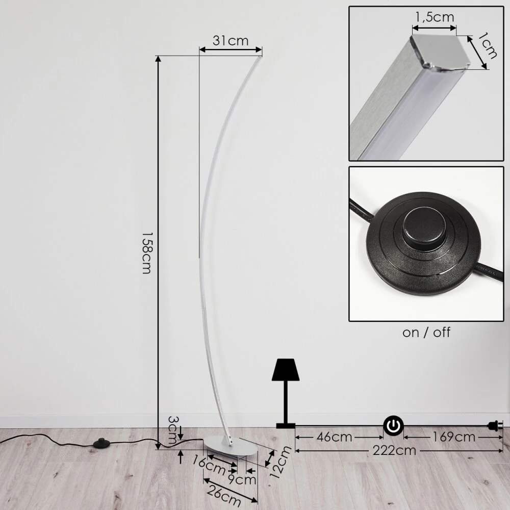 Nagu Stehleuchte LED Nickel-Matt, 1-flammig 4 Nagu Stehleuchte LED Nickel-Matt, 1-flammig – Bild 4
