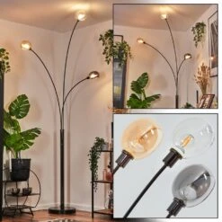 Nikkala Stehleuchte Chrom, Schwarz, 3-flammig