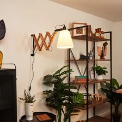 Norfolk Wandleuchte Holz Hell, Schwarz, 1-flammig