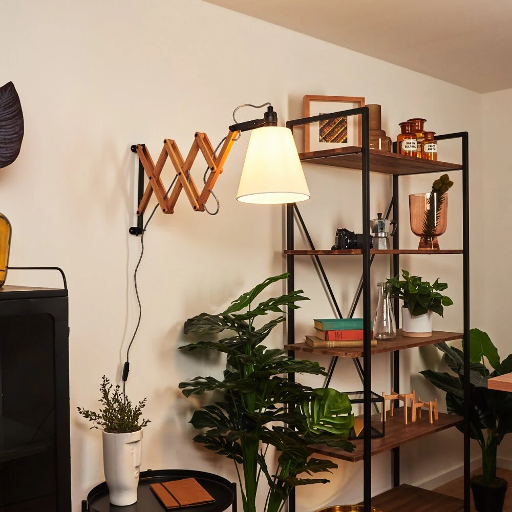 Norfolk Wandleuchte Holz Hell, Schwarz, 1-flammig 1 Norfolk Wandleuchte Holz Hell, Schwarz, 1-flammig