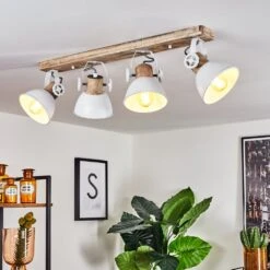 Orny Deckenleuchte Holz Hell, Weiß, 4-flammig