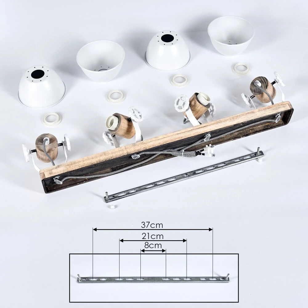 Orny Deckenleuchte Holz Hell, Weiß, 4-flammig 5 Orny Deckenleuchte Holz Hell, Weiß, 4-flammig – Bild 5