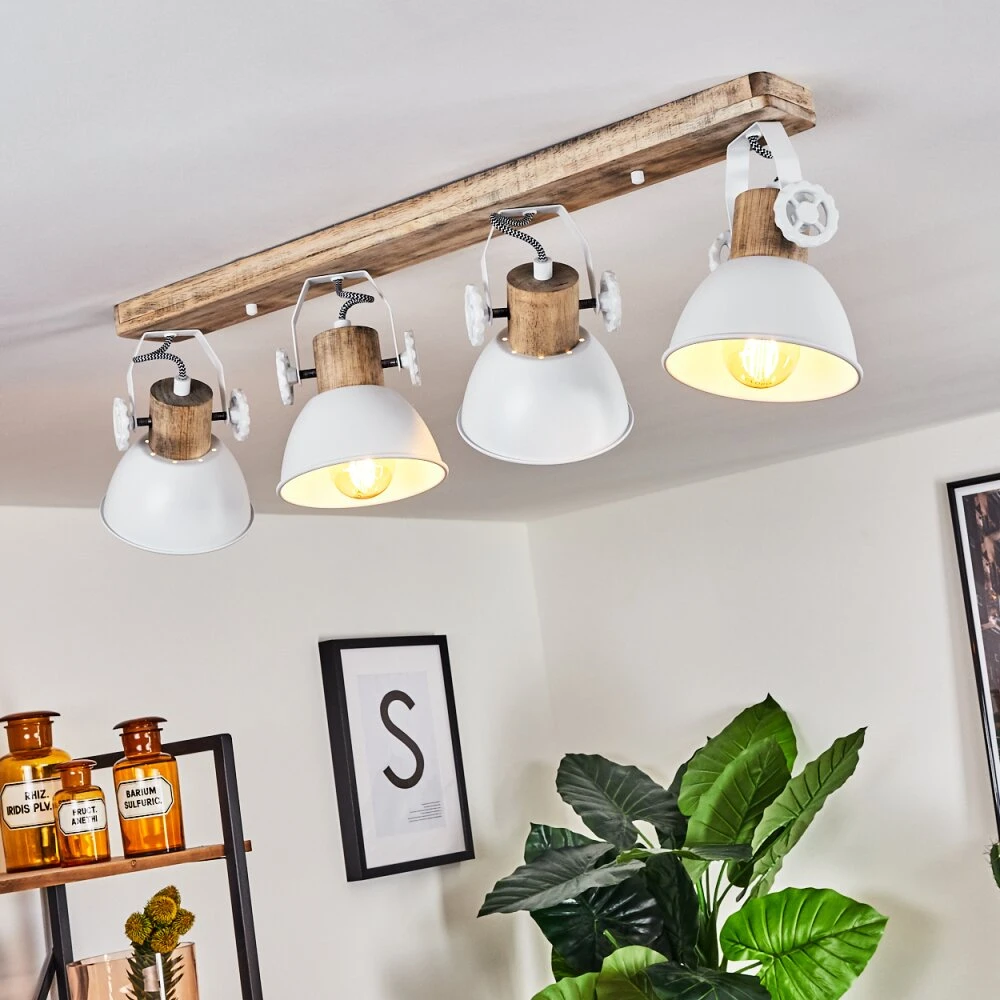 Orny Deckenleuchte Holz Hell, Weiß, 4-flammig 9 Orny Deckenleuchte Holz Hell, Weiß, 4-flammig – Bild 9